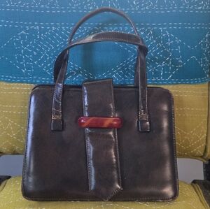 Vintage Leather Handbag With Lucite